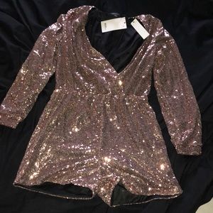 Rose gold sequins romper